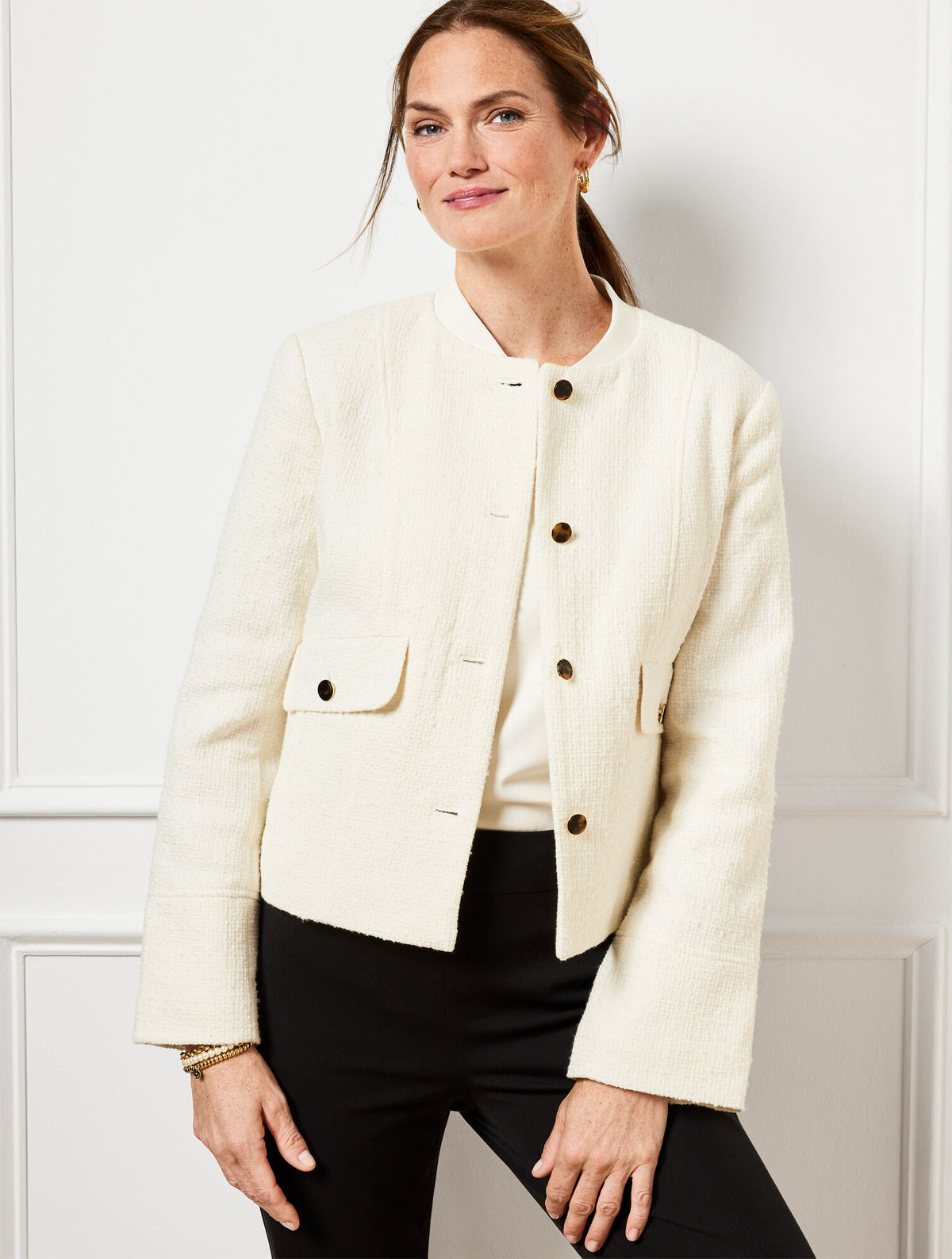 IVORY SWING BACK BOMBER JACKET | Talbots sale