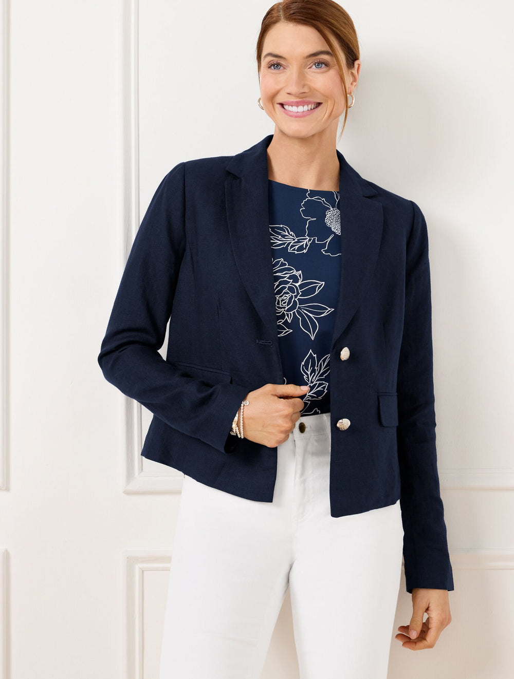 INDIGO BLUE SHORT LINEN BLAZER | Talbots near me