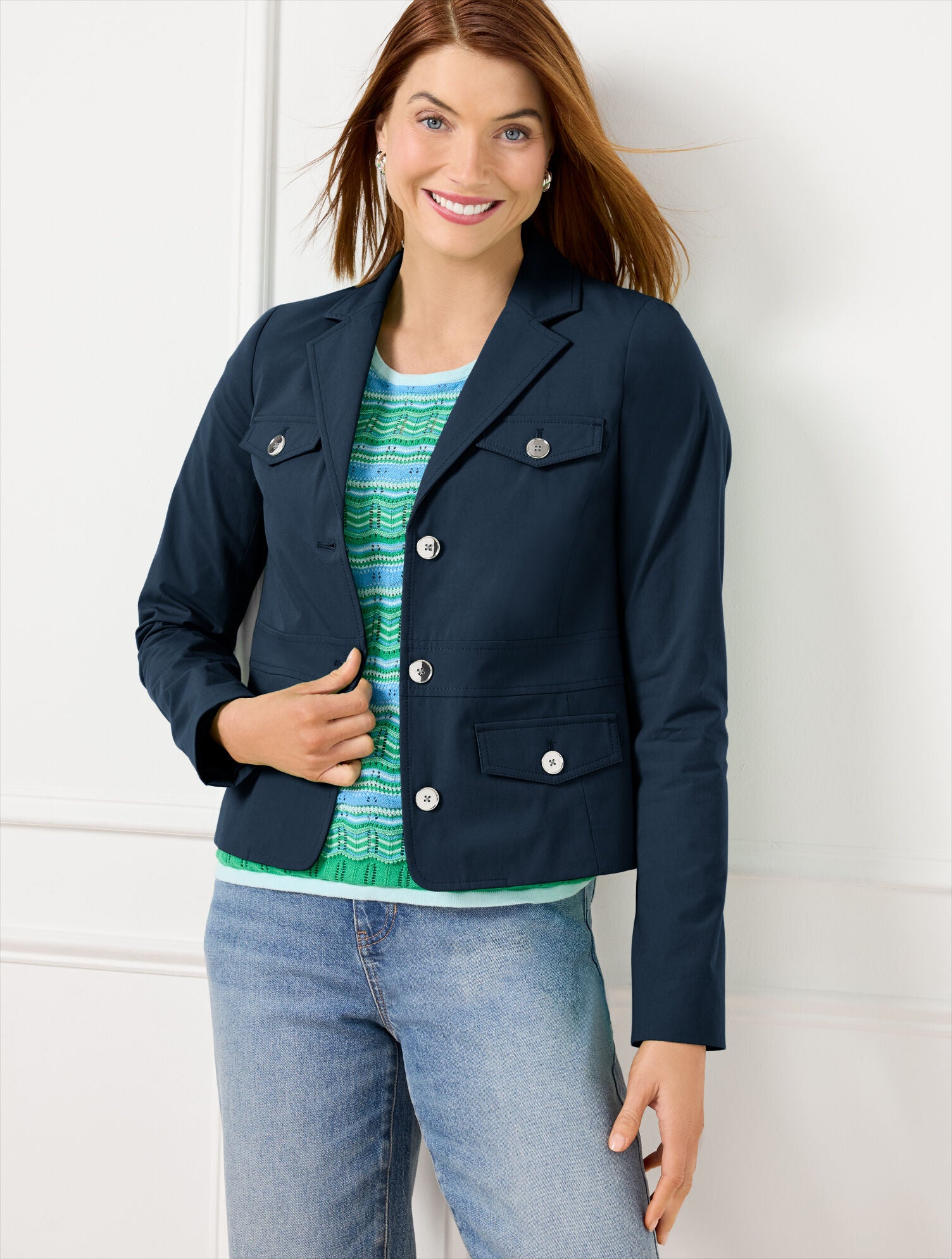 INDIGO BLUE FRESH POPLIN JACKET | Talbots discount