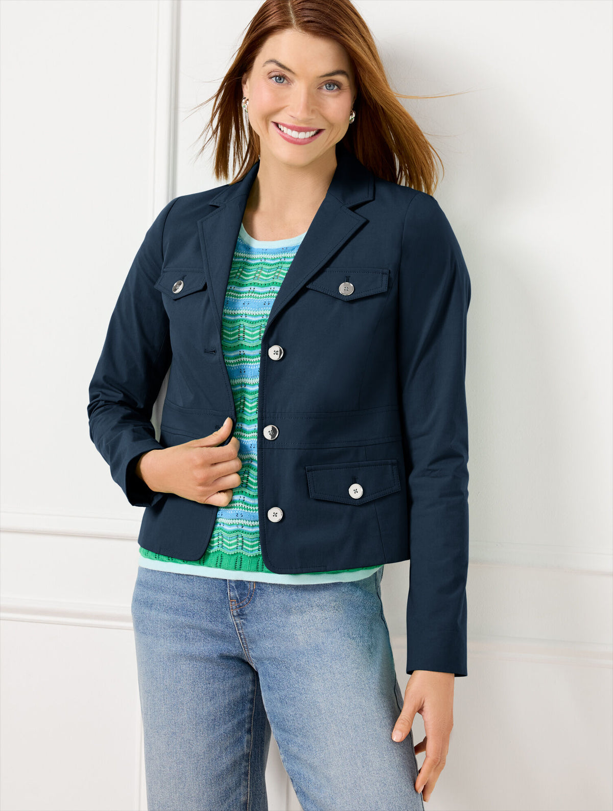 INDIGO BLUE FRESH POPLIN JACKET | Talbots discount