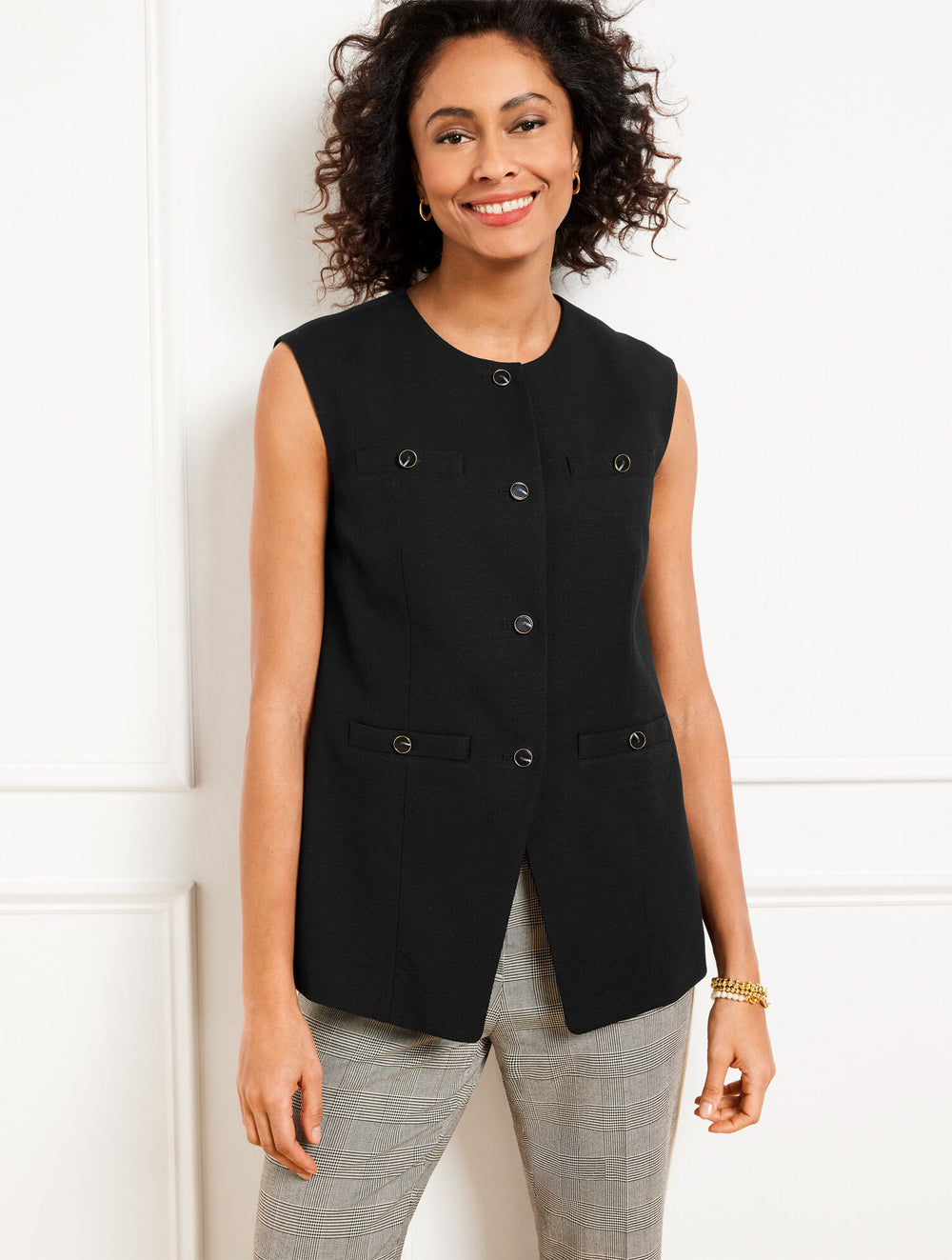 BLACK TEXTURED VEST | Talbots near me