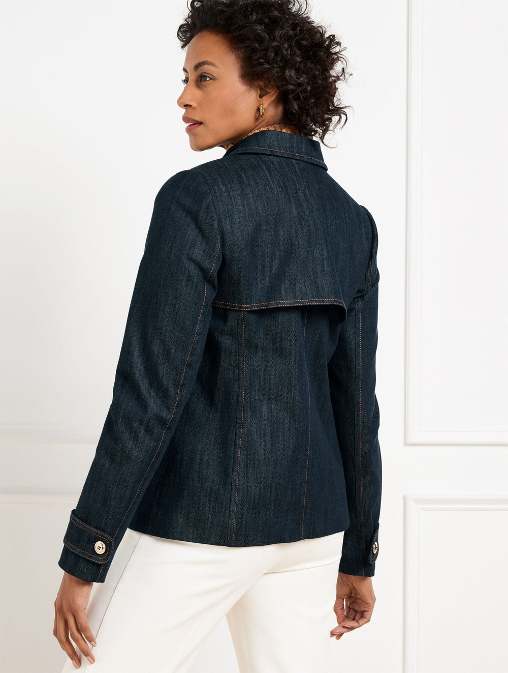 INDIGO REFINED DENIM SHORT TRENCH COAT | Talbots for sale
