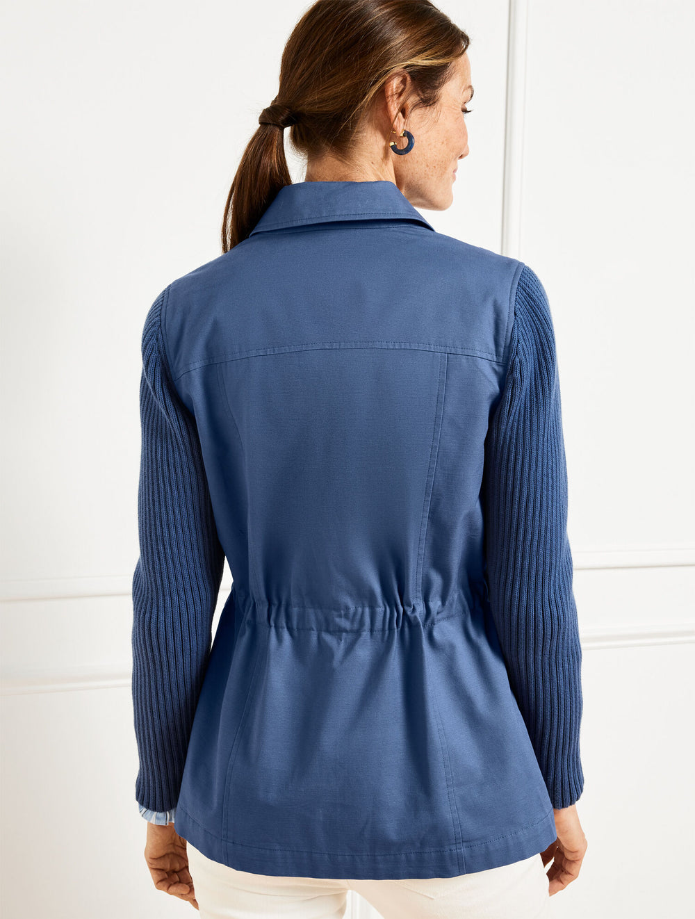 NAVY DUSK SWEATER SLEEVE JACKET | Talbots sale
