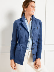 NAVY DUSK SWEATER SLEEVE JACKET | Talbots sale
