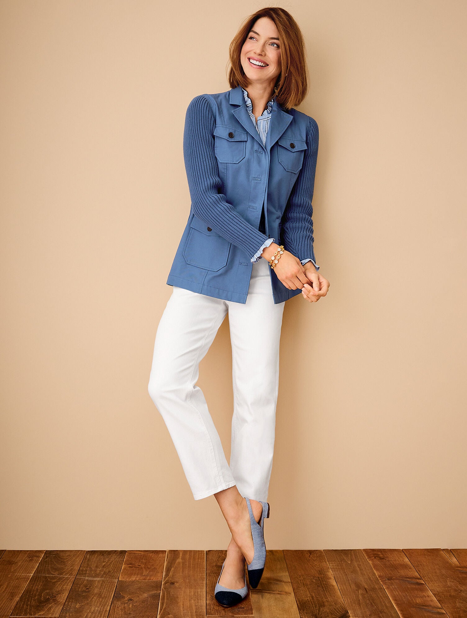 NAVY DUSK SWEATER SLEEVE JACKET | Talbots sale