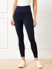 BLACK|INDIGO BLUE PERFORMANCE INTERLOCK LEGGINGS | Talbots for sale