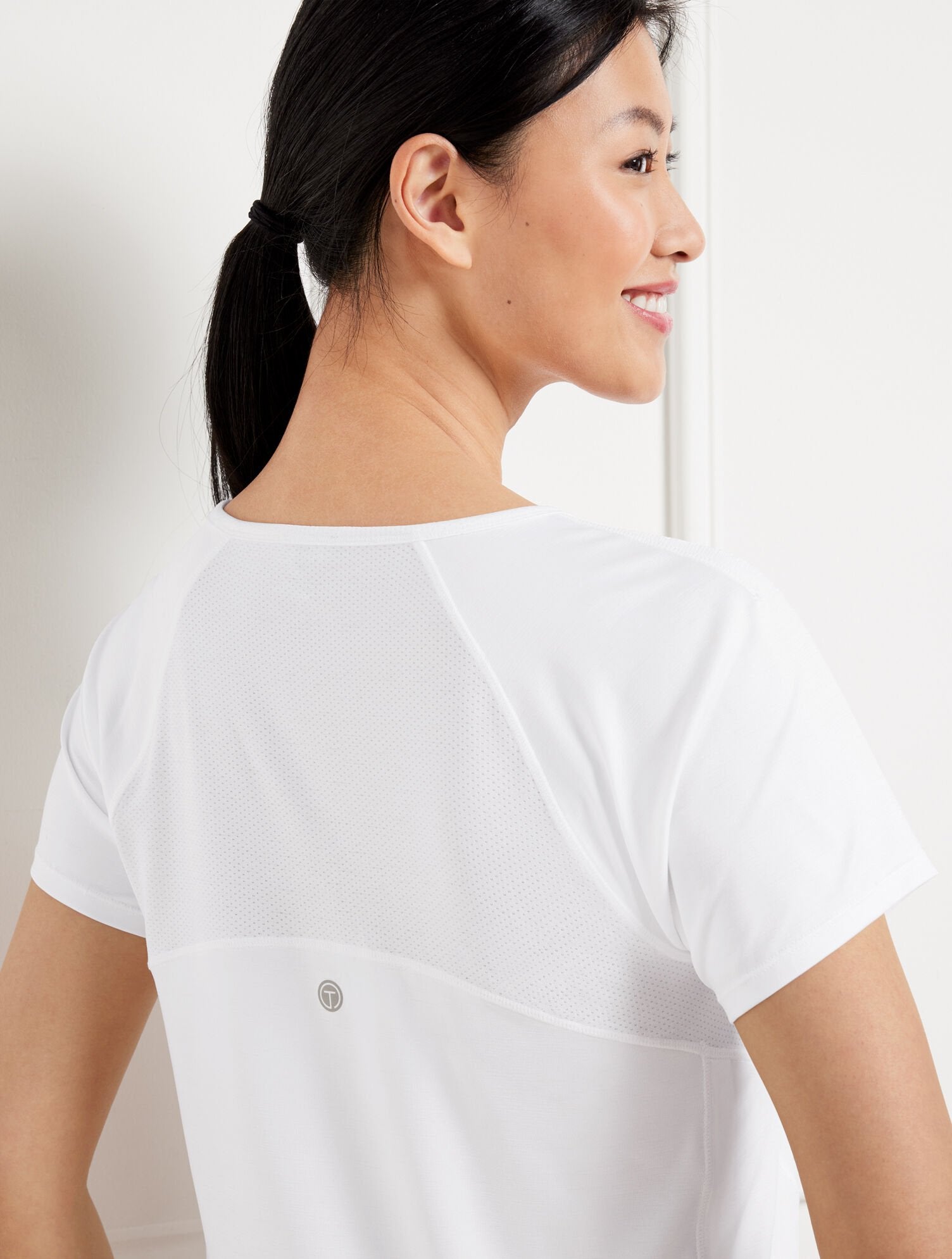 WHITE COOL SLUB ACTIVE SHORT SLEEVE TEE | Talbots for sale