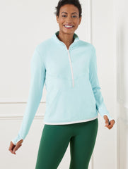 BLUE ICE HALF-ZIP PULLOVER - DOT JACQUARD | Talbots US