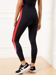 BLACK/VIVID RED PERFORMANCE INTERLOCK LEGGINGS - COLORBLOCK | Talbots US