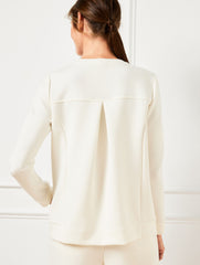 IVORY AIRKNIT STRETCH PLEAT BACK PULLOVER | Talbots online