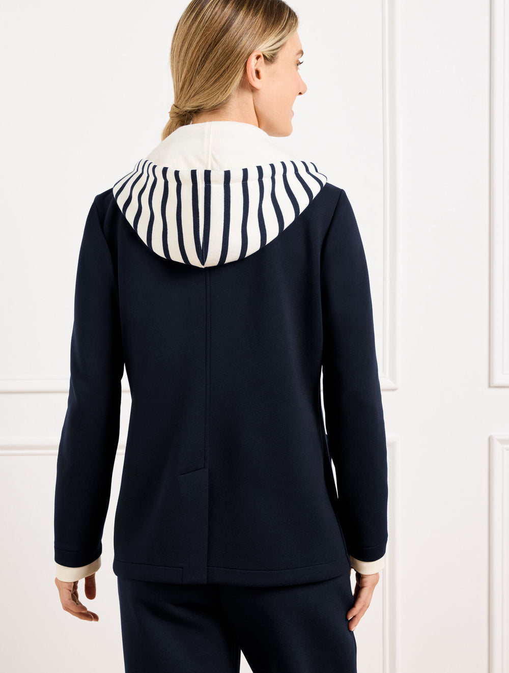 INDIGO BLUE AIRKNIT STRETCH FULL ZIP BLAZER | Talbots on sale