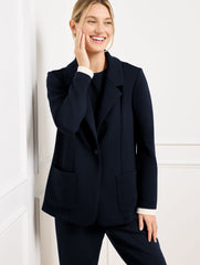INDIGO BLUE AIRKNIT STRETCH FULL ZIP BLAZER | Talbots on sale