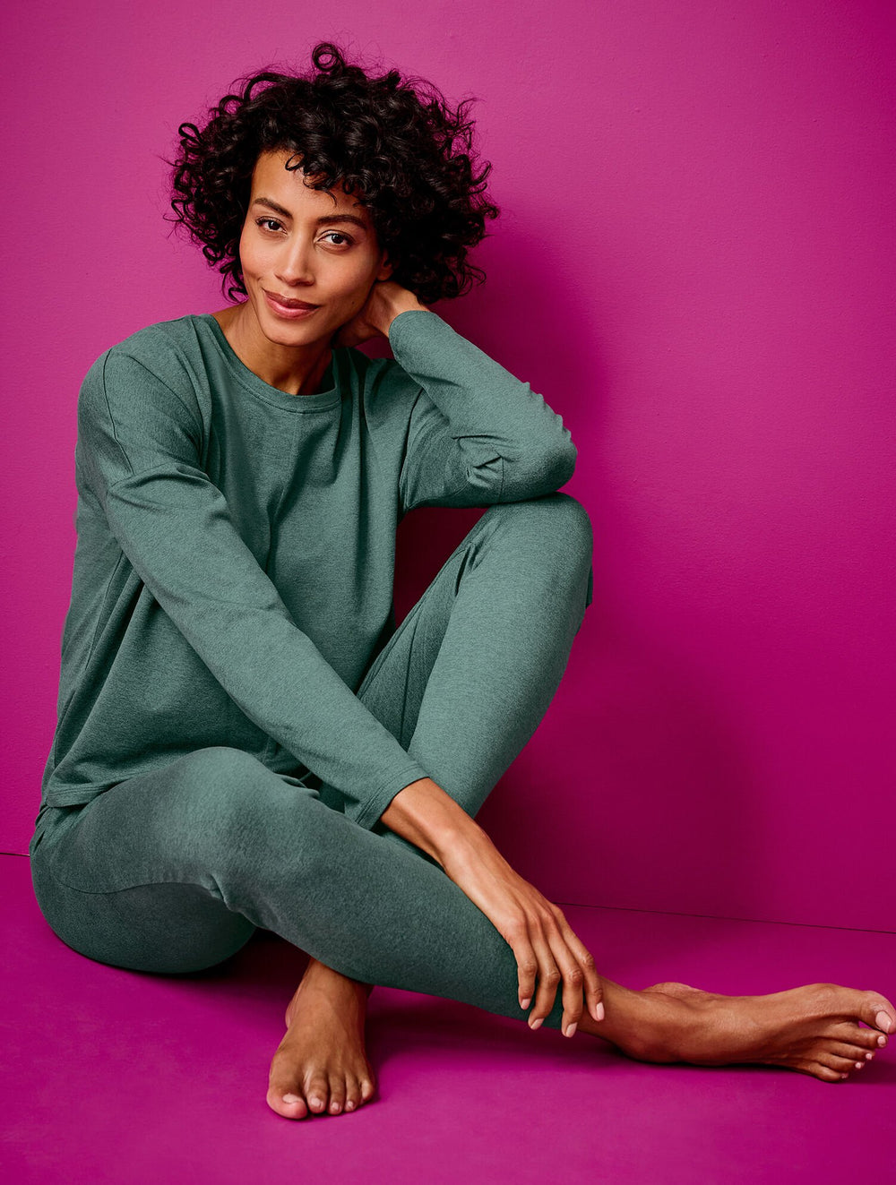 HUNTER GREEN HEATHER|IRON HEATHER BUTTERY SOFT EASY KNIT CREWNECK TEE | Talbots discount