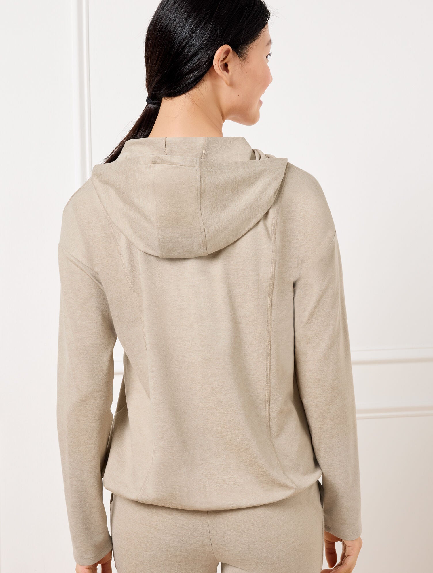 INDIGO HEATHER|LIGHT OAK HEATHER|MIST HEATHER BUTTERY SOFT EASY KNIT BUNGEE HEM HOODIE | Talbots online