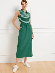 HERITAGE GREEN MIXED MEDIA POLO DRESS | Talbots sale