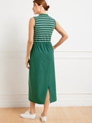 HERITAGE GREEN MIXED MEDIA POLO DRESS | Talbots sale