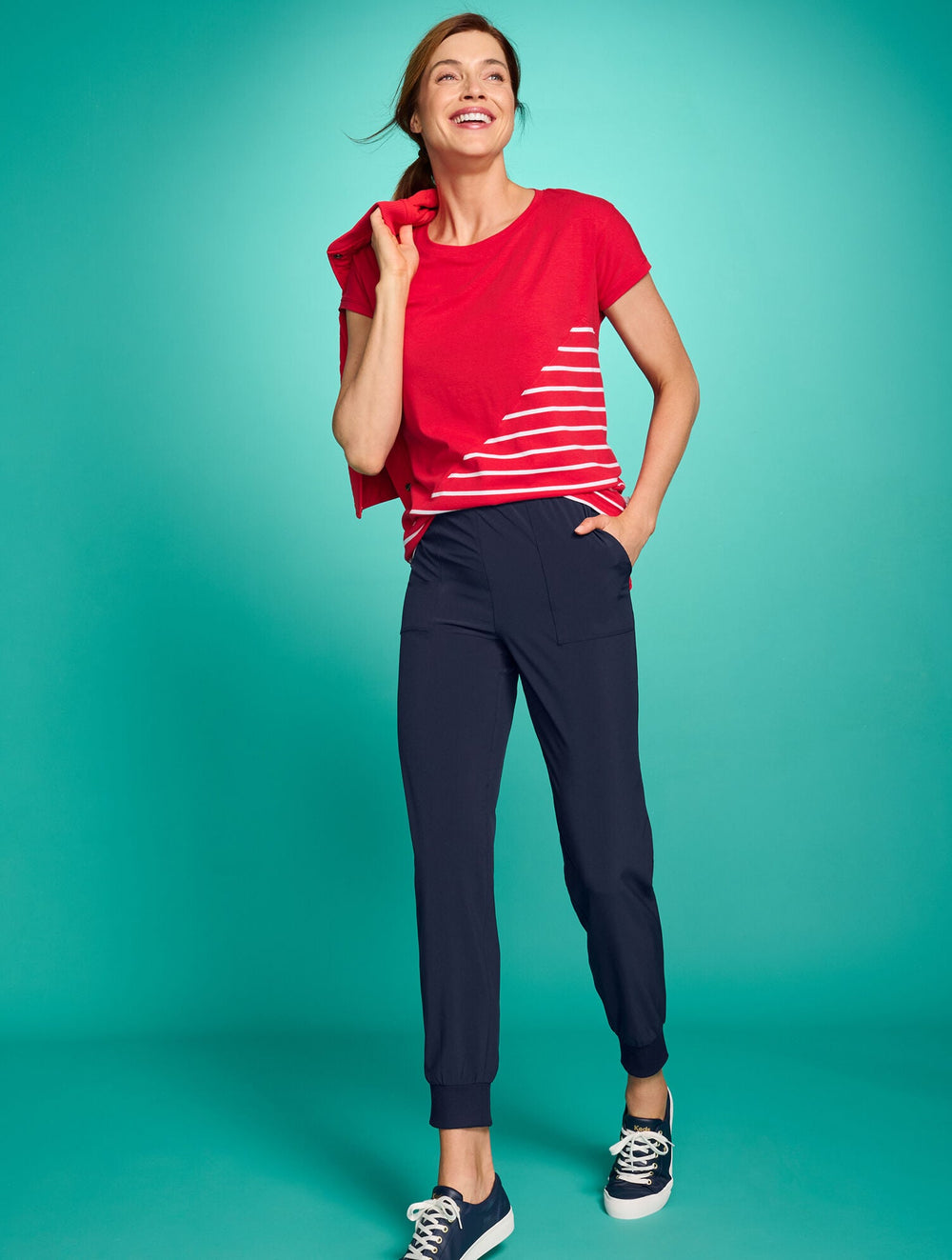 BLACK|INDIGO BLUE LIGHTWEIGHT WOVEN STRETCH JOGGERS | Talbots near me