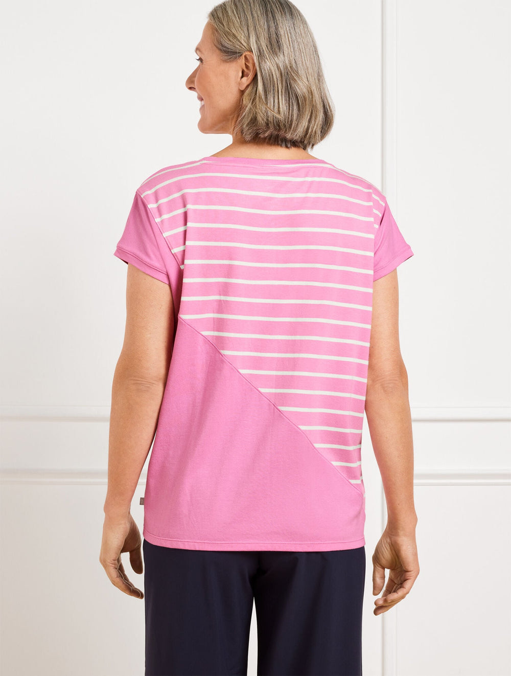 FUCHSIA PINK/WHITE|INDIGO/WHITE|RED/WHITE SUPERSOFT JERSEY SHORT SLEEVE TEE - CLASSIC STRIPE | Talbots outlet