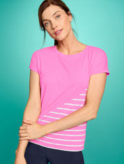 FUCHSIA PINK/WHITE|INDIGO/WHITE|RED/WHITE SUPERSOFT JERSEY SHORT SLEEVE TEE - CLASSIC STRIPE | Talbots outlet