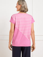 FUCHSIA PINK/WHITE|INDIGO/WHITE|RED/WHITE SUPERSOFT JERSEY SHORT SLEEVE TEE - CLASSIC STRIPE | Talbots outlet