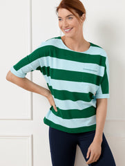 HERITAGE GREEN/BLUE ICE UPF 50+ PIQUÉ POCKET TEE - RUGBY STRIPE | Talbots near me