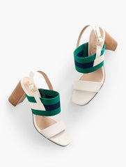 HAVANA TAN|IVORY BETTE VACHETTA BLOCK HEEL SANDALS | Talbots near me