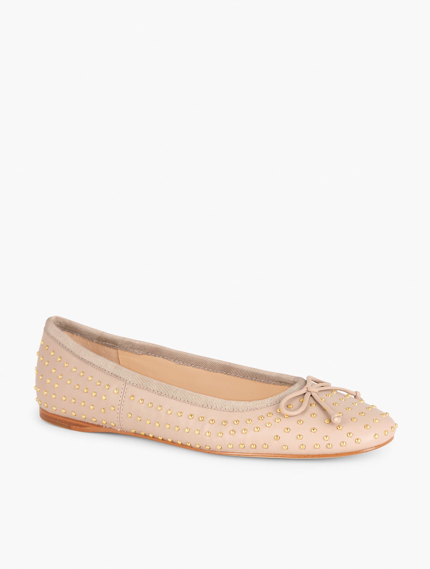 COGNAC|INDIGO|RATTAN BLAINE SOFT SOLE STUDDED NAPPA BALLET FLATS | Talbots online