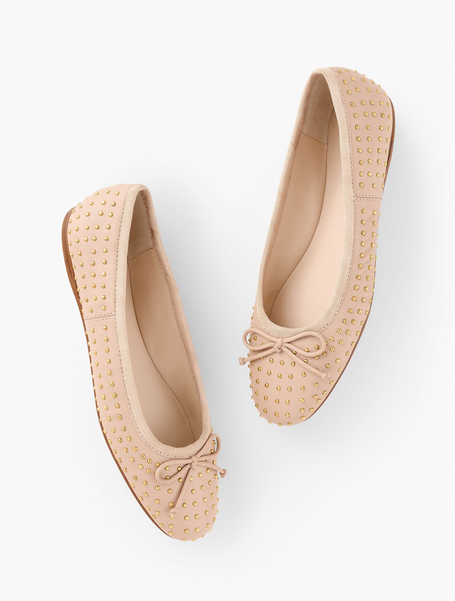 COGNAC|INDIGO|RATTAN BLAINE SOFT SOLE STUDDED NAPPA BALLET FLATS | Talbots online