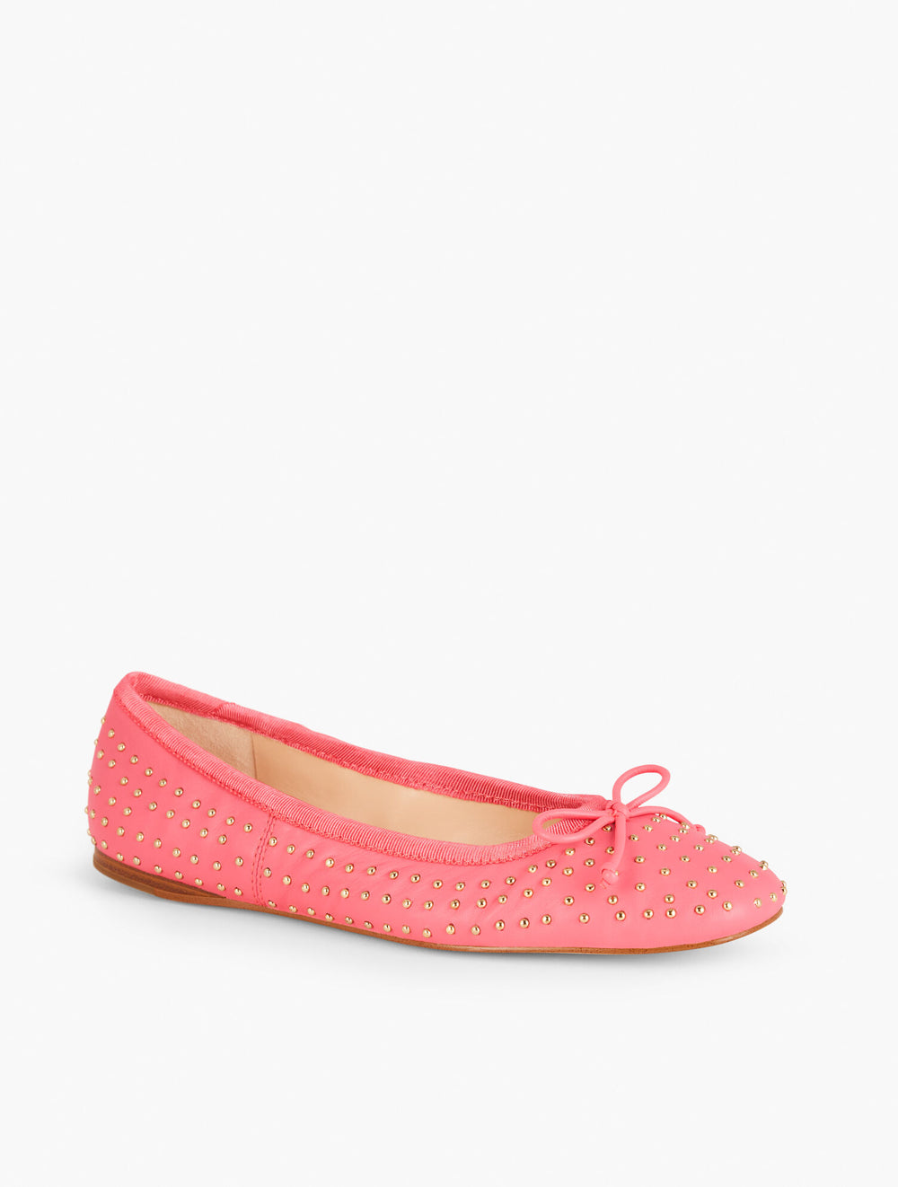 COGNAC|INDIGO|RATTAN BLAINE SOFT SOLE STUDDED NAPPA BALLET FLATS | Talbots online