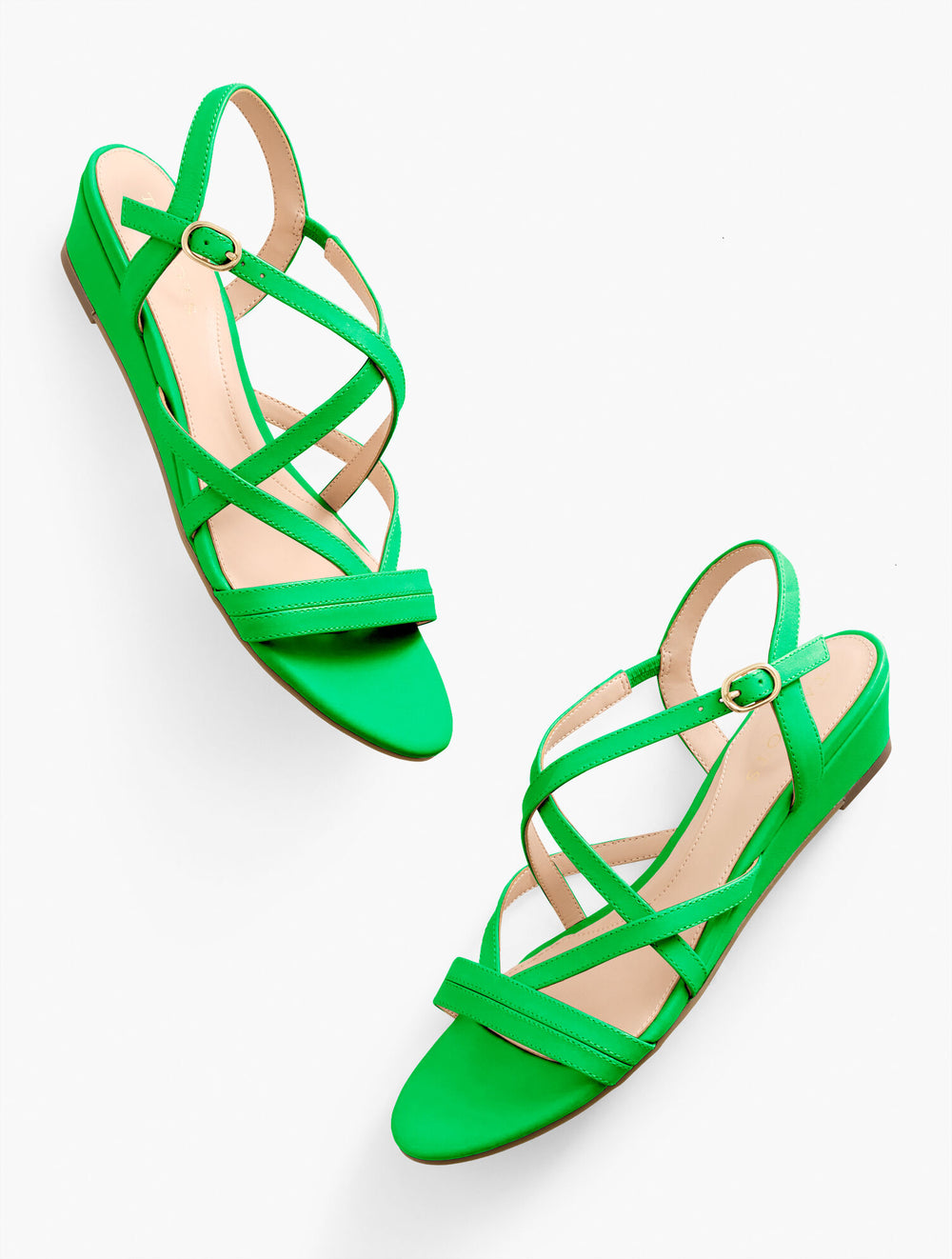 BRIGHT GREEN CAPRI NAPPA WEDGE SANDALS | Talbots discount