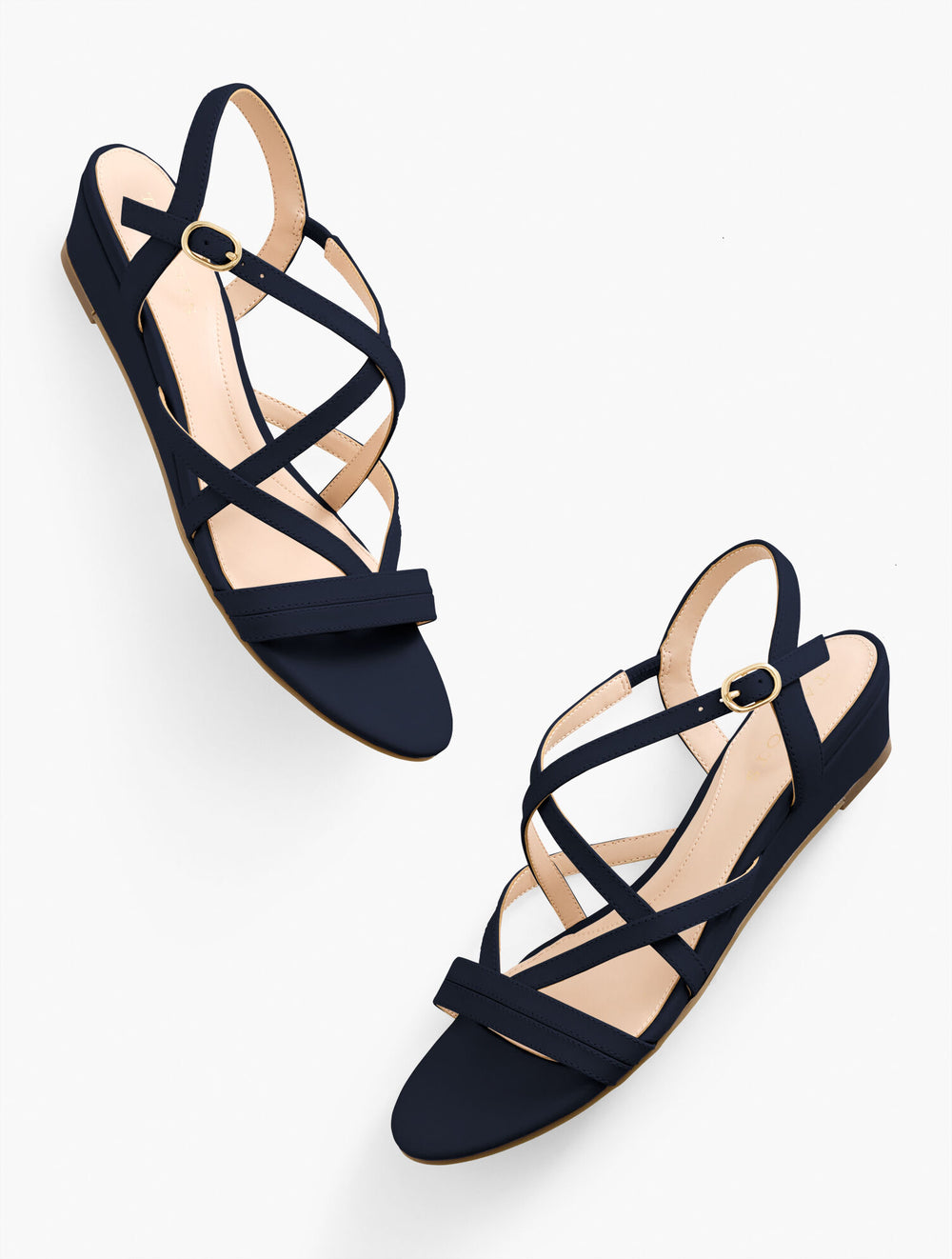 BRIGHT GREEN|INDIGO BLUE CAPRI NAPPA WEDGE SANDALS | Talbots US