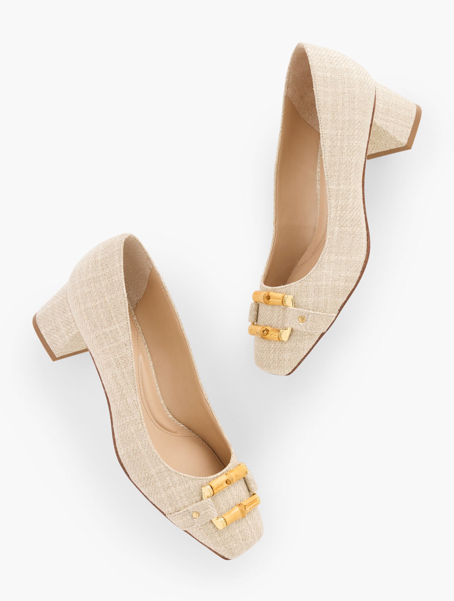 FAWN CARLYE BAMBOO BUCKLE LINEN PUMPS | Talbots outlet