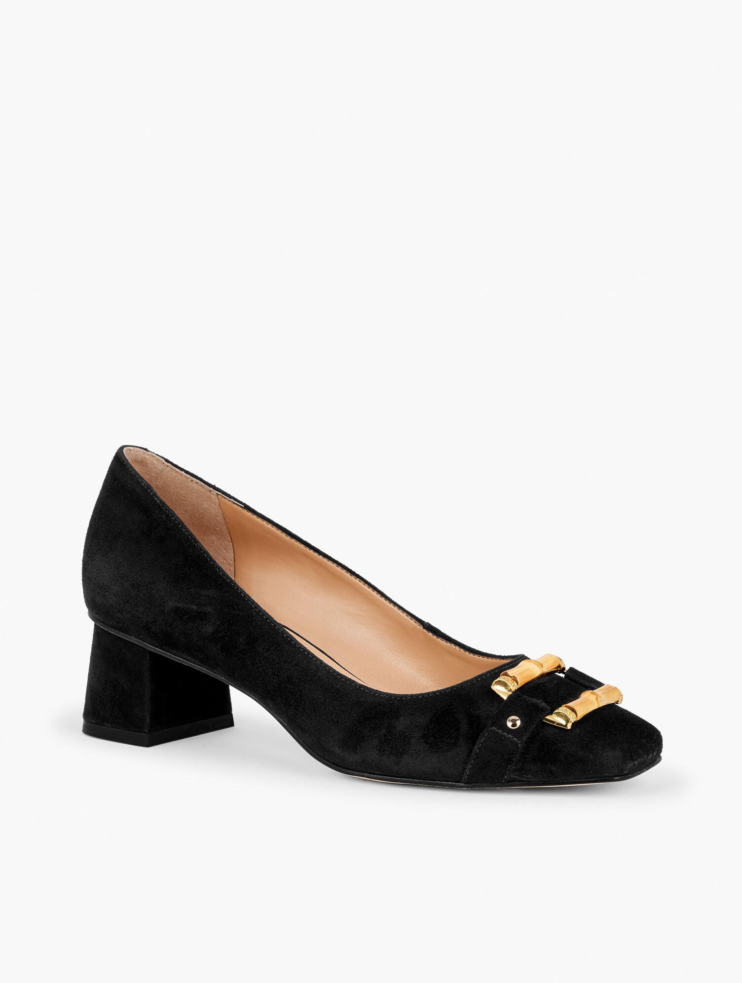 BLACK|RED PEPPER CARLYE BAMBOO BUCKLE SUEDE PUMPS | Talbots near me