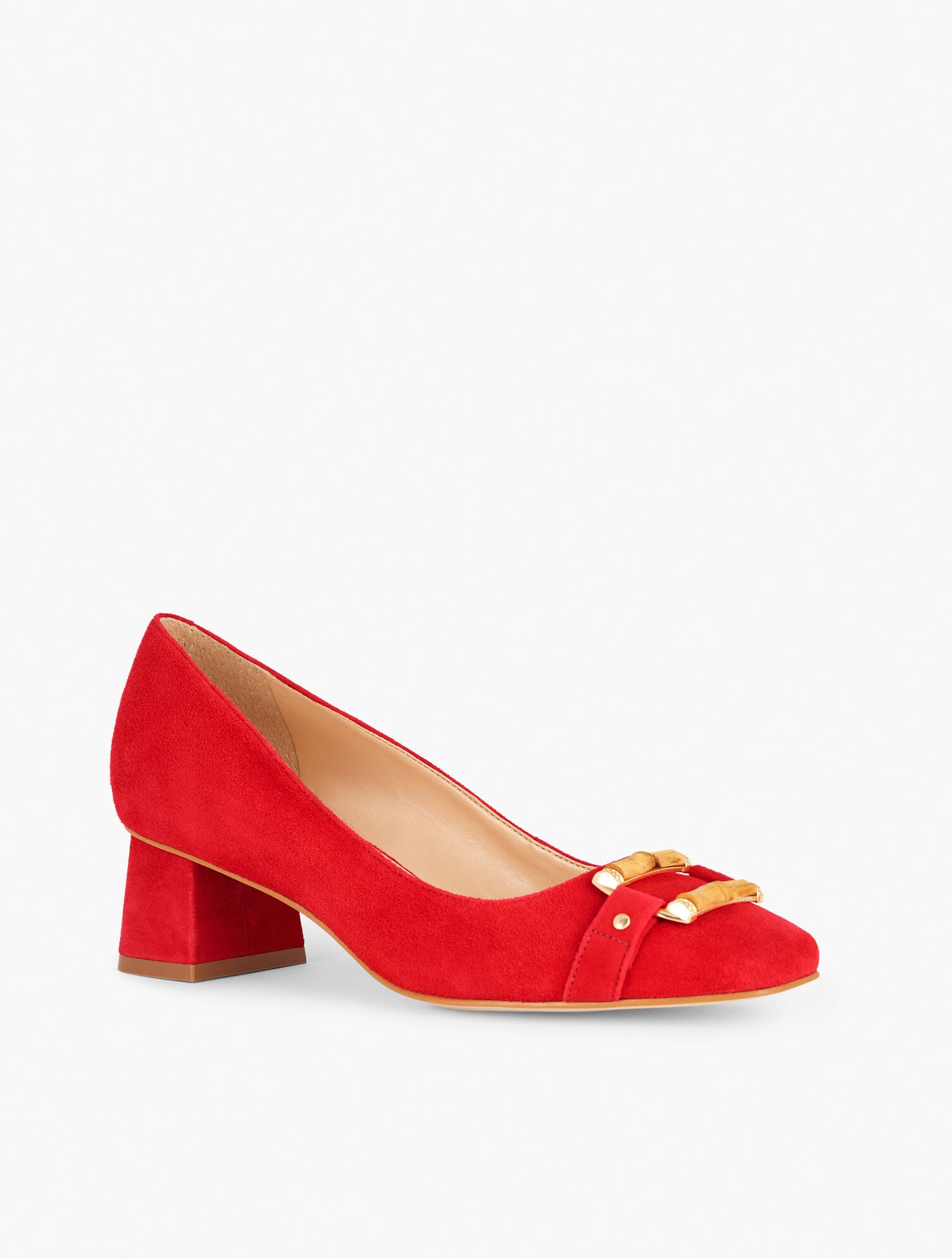BLACK|RED PEPPER CARLYE BAMBOO BUCKLE SUEDE PUMPS | Talbots near me