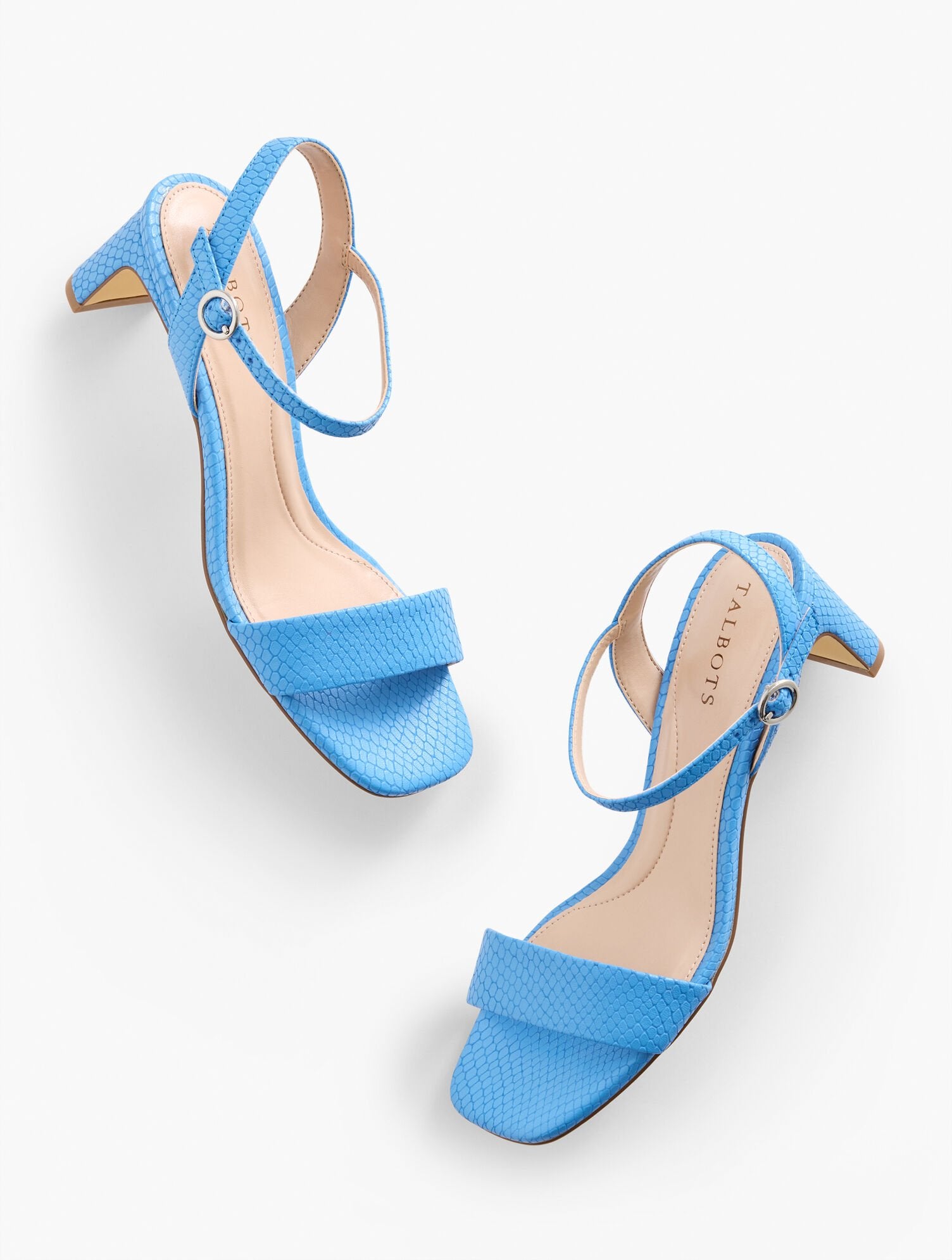 LAKESIDE BLUE CAYDEN EMBOSSED BLOCK HEEL SANDALS | Talbots near me