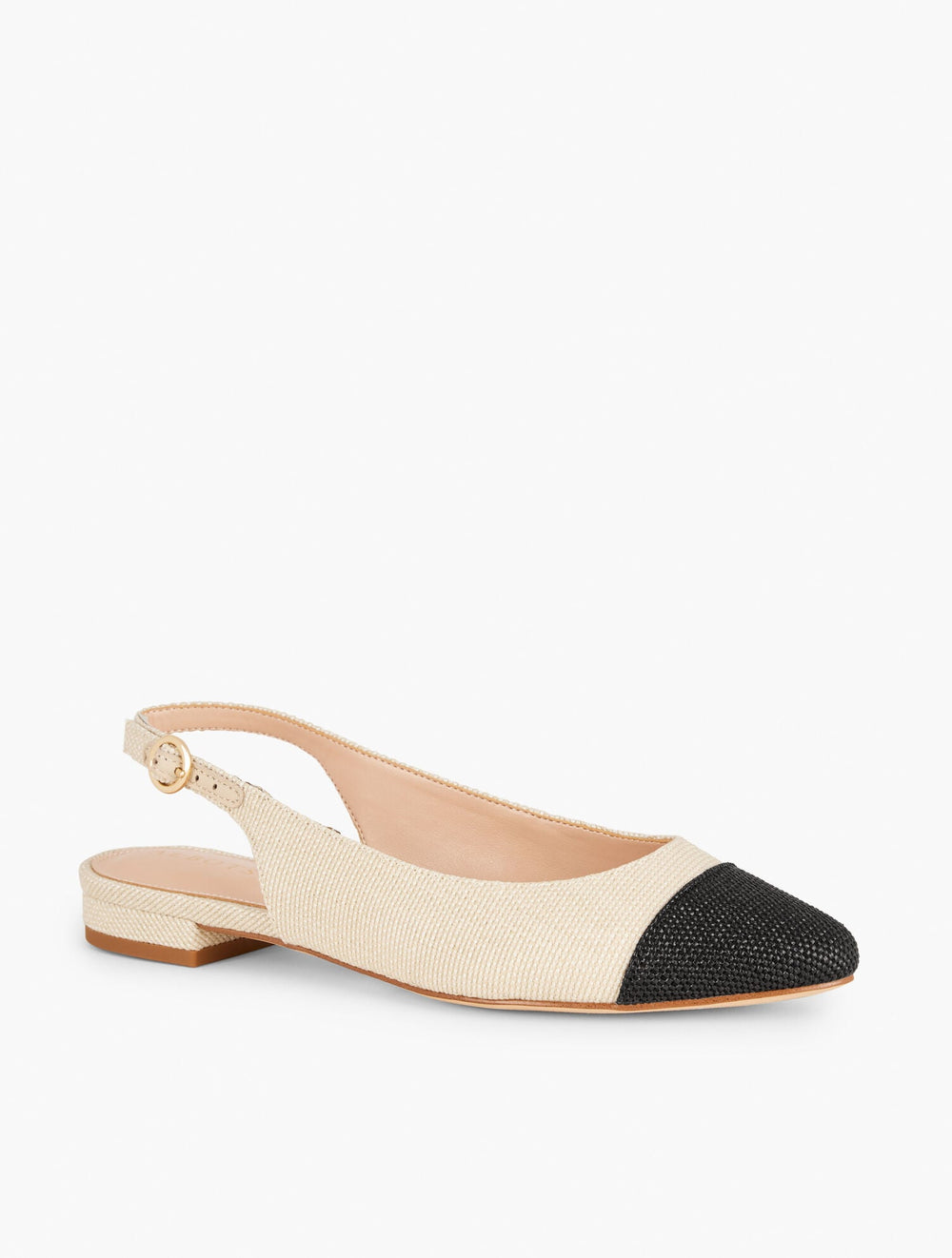 IVORY/BLACK EDISON WOVEN STRAW SLINGBACK FLATS | Talbots on sale