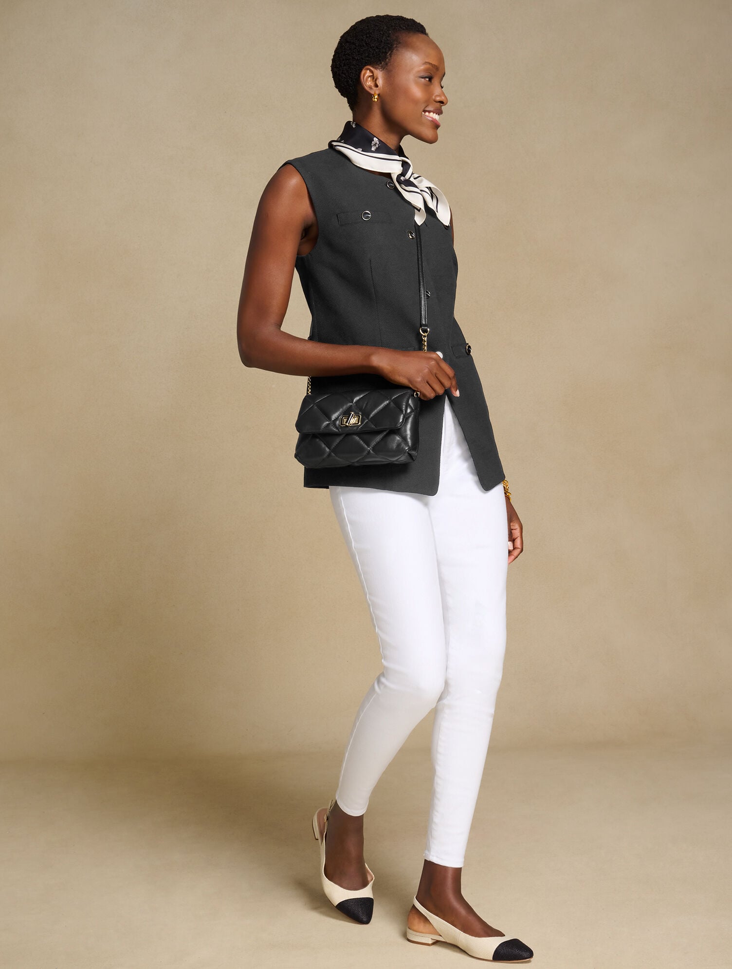 IVORY/BLACK EDISON WOVEN STRAW SLINGBACK FLATS | Talbots on sale