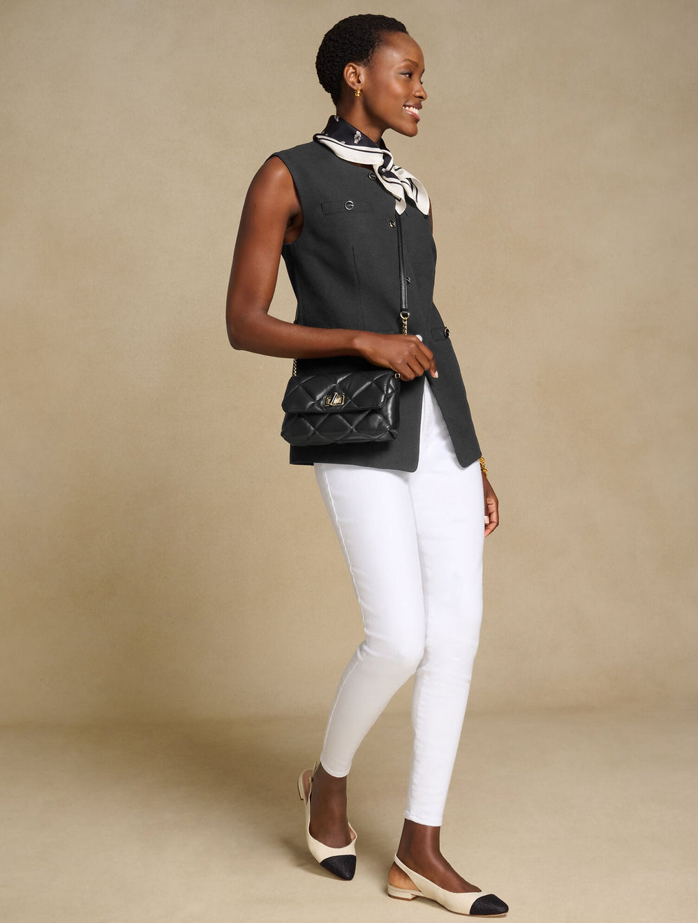 IVORY/BLACK EDISON WOVEN STRAW SLINGBACK FLATS | Talbots on sale
