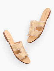 NATURAL HANNAH FRAYED RAFFIA SLIDES | Talbots sale