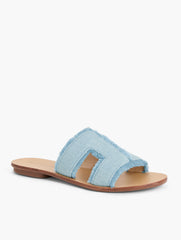 LIGHT DENIM HANNAH FRAYED DENIM SLIDES | Talbots outlet