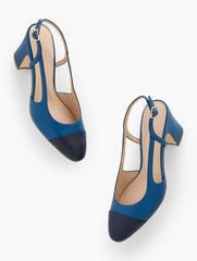 NAVY DUSK/INDIGO|RATTAN/BLACK|RED PEPPER IRENE NAPPA SLINGBACK PUMPS | Talbots online