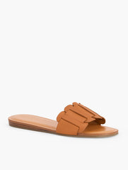HAVANA TAN|INDIGO BLUE KAIA VACHETTA DEMI WEDGE SLIDES | Talbots online