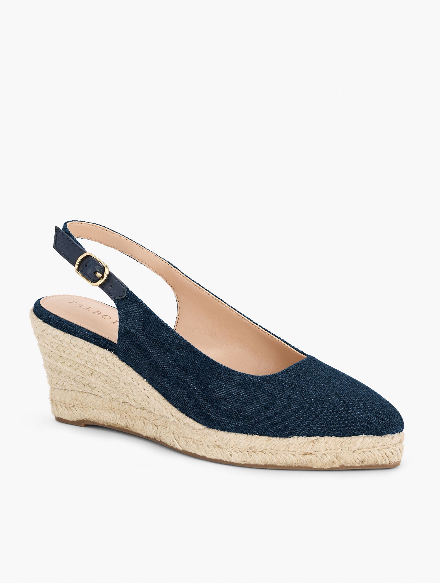 DARK DENIM VIVI DENIM SLINGBACK ESPADRILLE WEDGES | Talbots for sale