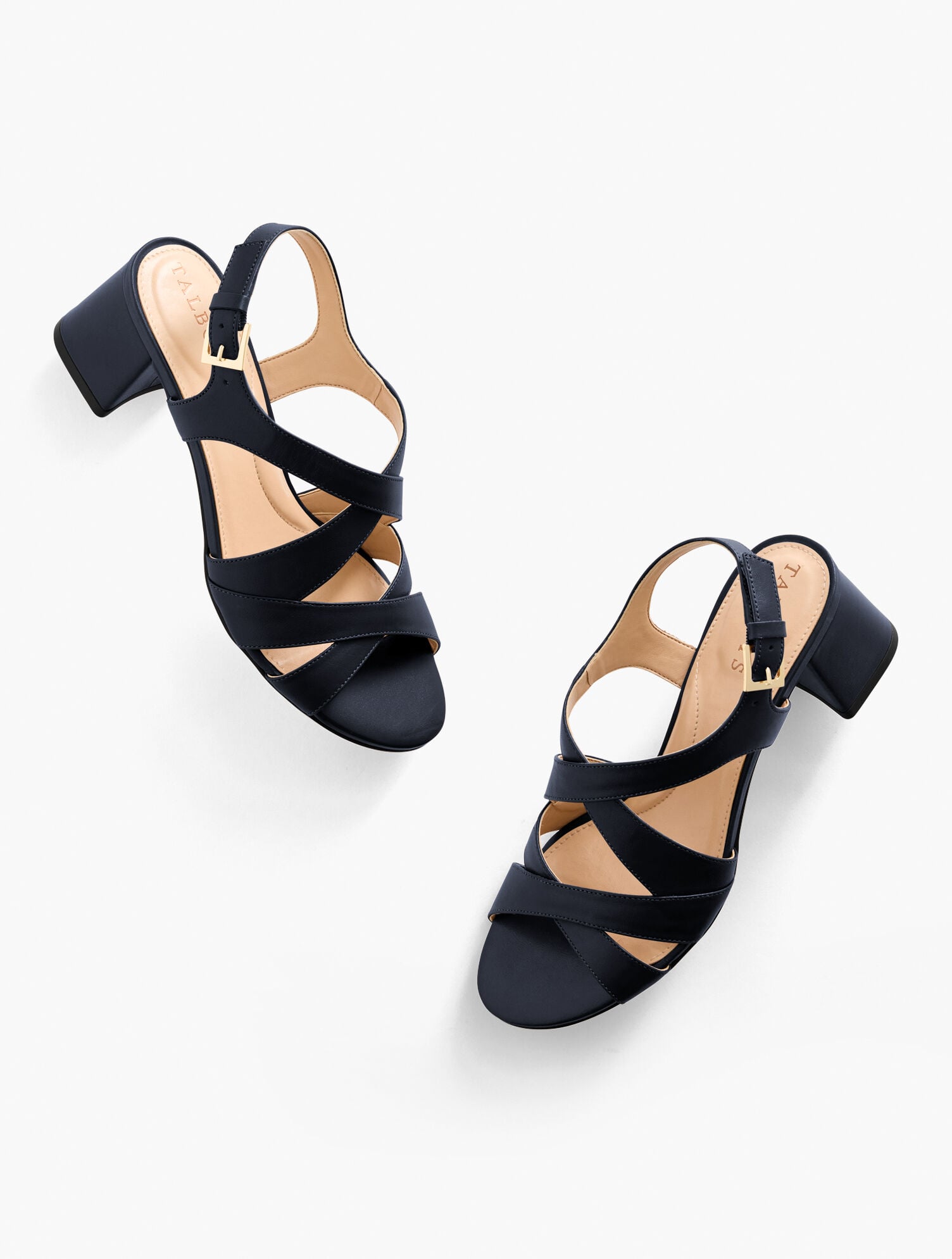 INDIGO BLUE MILLIE STRAPS NAPPA BLOCK HEEL SANDALS | Talbots US