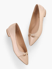 BLUSH BRONZE SCARLET CUT OUT METALLIC NAPPA FLATS | Talbots for sale