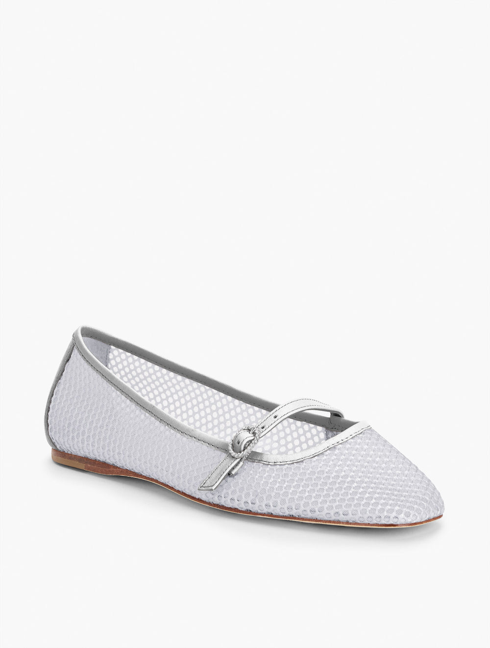 PEARL PINK|SILVER SLOAN MARY JANE MESH FLATS | Talbots discount