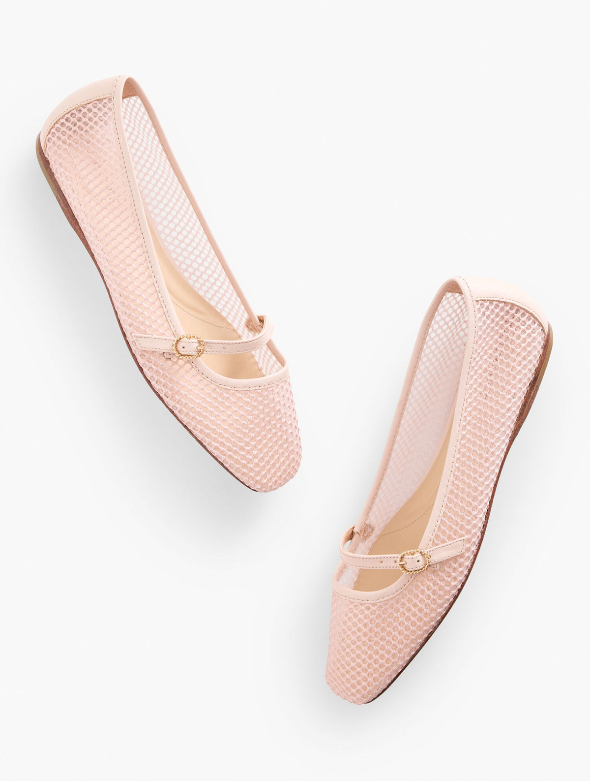 PEARL PINK|SILVER SLOAN MARY JANE MESH FLATS | Talbots discount