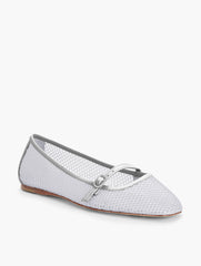 PEARL PINK|SILVER SLOAN MARY JANE MESH FLATS | Talbots discount