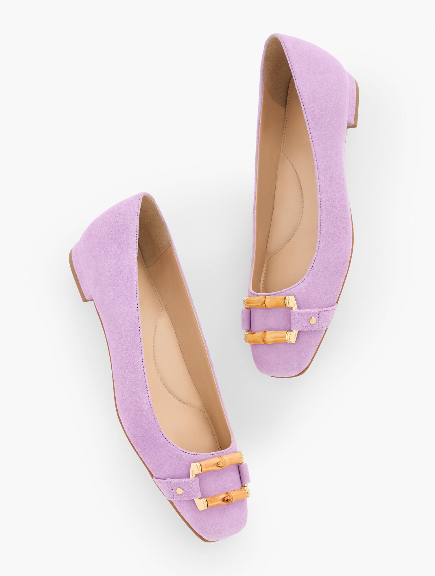 BLACK|NAVY DUSK|RATTAN|SPRING LILAC SUTTON BAMBOO BUCKLE SUEDE FLATS | Talbots outlet