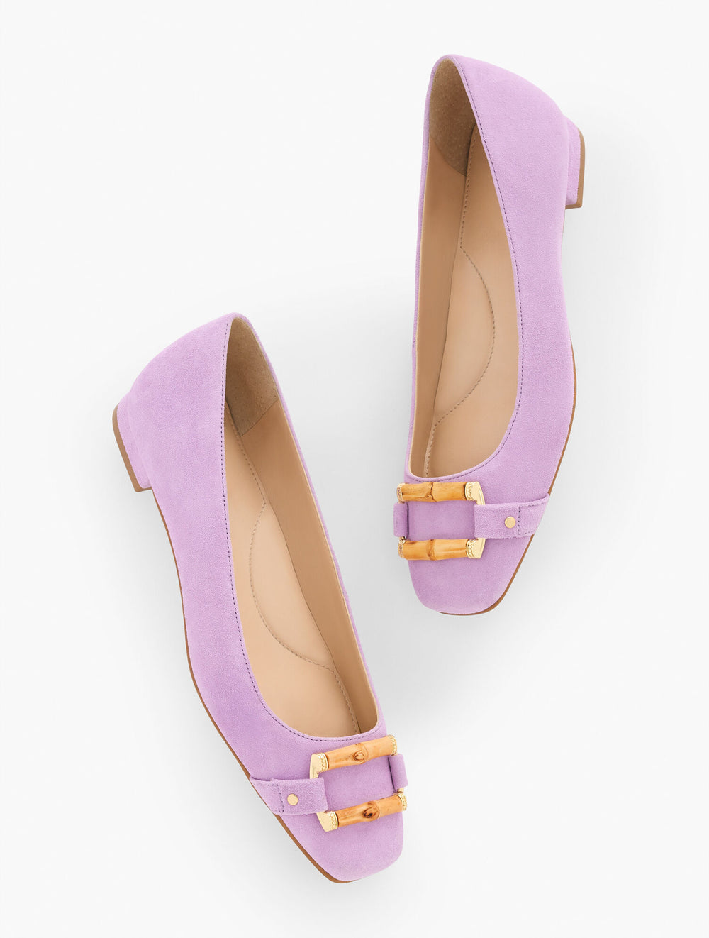 BLACK|NAVY DUSK|RATTAN|SPRING LILAC SUTTON BAMBOO BUCKLE SUEDE FLATS | Talbots outlet